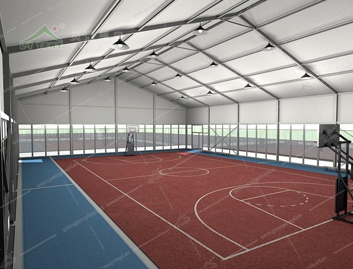 The basketball pavilion tent is used in sports activities