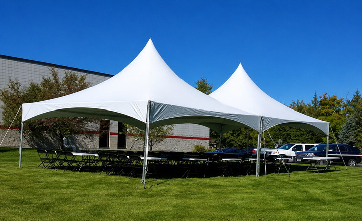 Elegant tent for wedding event party Elegant white tent for wedding event party with open column-free interior